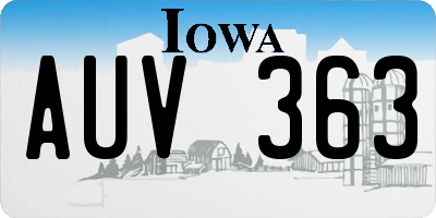 IA license plate AUV363