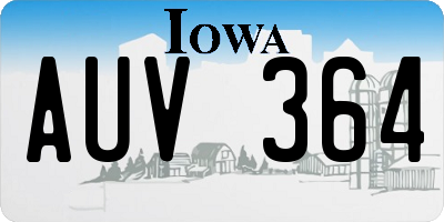 IA license plate AUV364