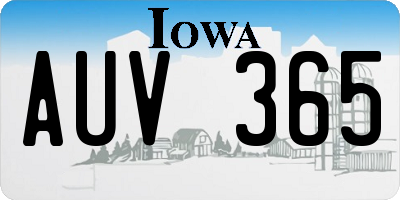 IA license plate AUV365