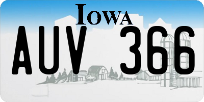 IA license plate AUV366