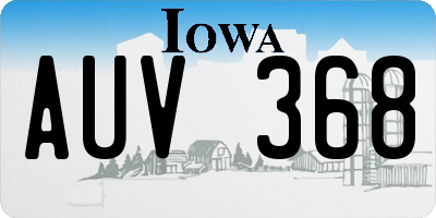 IA license plate AUV368