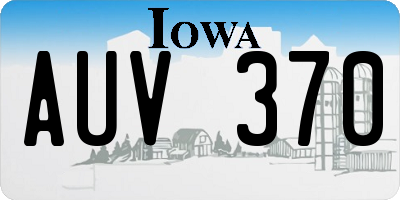 IA license plate AUV370