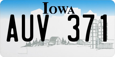 IA license plate AUV371