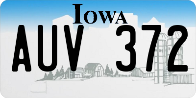 IA license plate AUV372