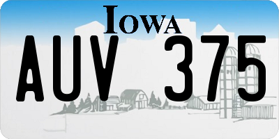 IA license plate AUV375