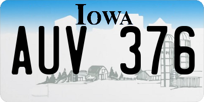 IA license plate AUV376