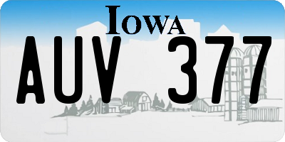 IA license plate AUV377