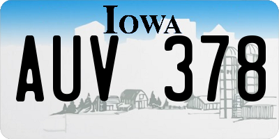 IA license plate AUV378