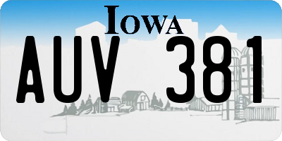 IA license plate AUV381