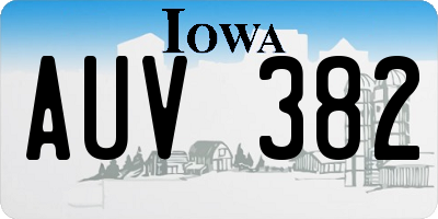 IA license plate AUV382