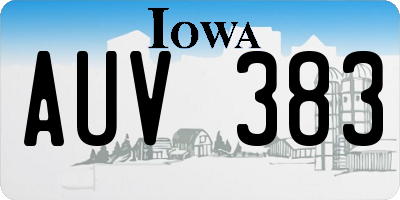 IA license plate AUV383