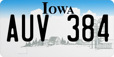 IA license plate AUV384