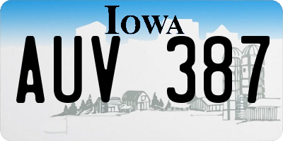 IA license plate AUV387