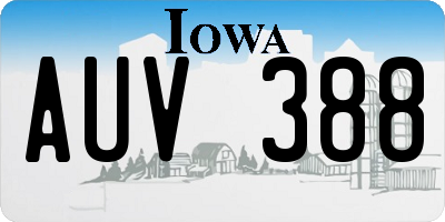 IA license plate AUV388