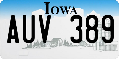 IA license plate AUV389