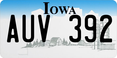 IA license plate AUV392