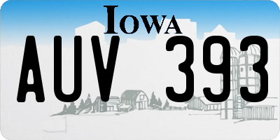 IA license plate AUV393
