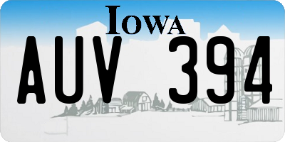 IA license plate AUV394