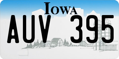 IA license plate AUV395