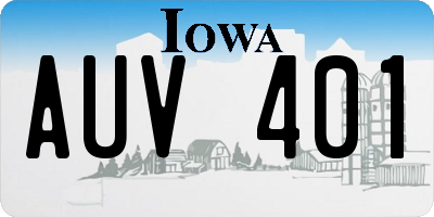 IA license plate AUV401