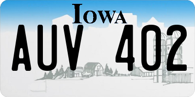 IA license plate AUV402