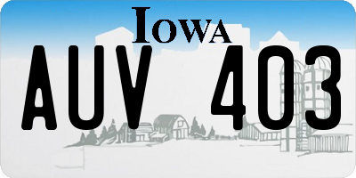 IA license plate AUV403