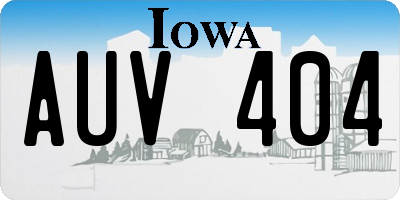 IA license plate AUV404