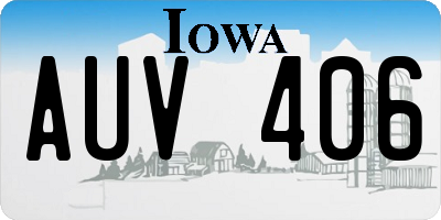 IA license plate AUV406