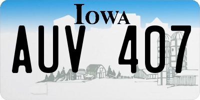 IA license plate AUV407