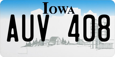 IA license plate AUV408