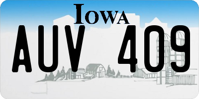 IA license plate AUV409