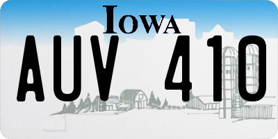 IA license plate AUV410