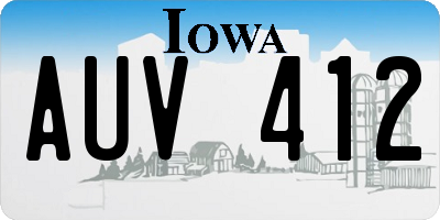 IA license plate AUV412