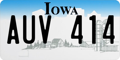 IA license plate AUV414