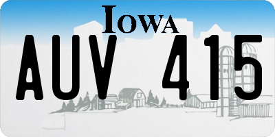 IA license plate AUV415