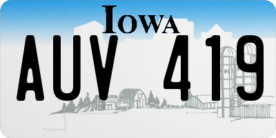 IA license plate AUV419