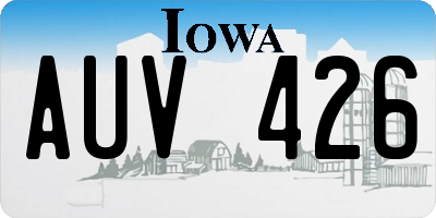IA license plate AUV426