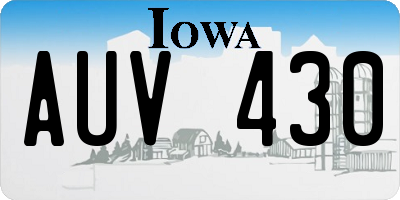 IA license plate AUV430