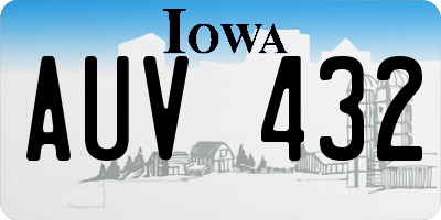 IA license plate AUV432