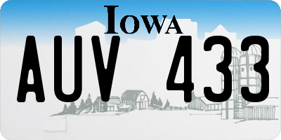 IA license plate AUV433