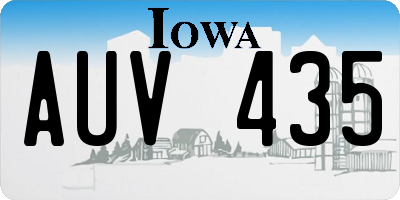 IA license plate AUV435