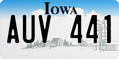 IA license plate AUV441
