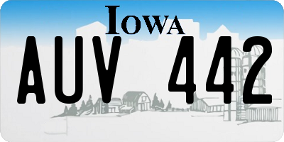 IA license plate AUV442