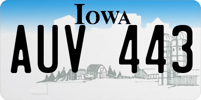 IA license plate AUV443