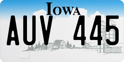IA license plate AUV445