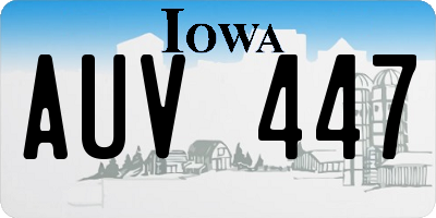 IA license plate AUV447