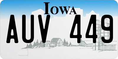 IA license plate AUV449