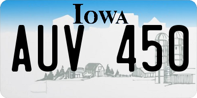 IA license plate AUV450