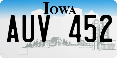 IA license plate AUV452
