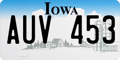 IA license plate AUV453